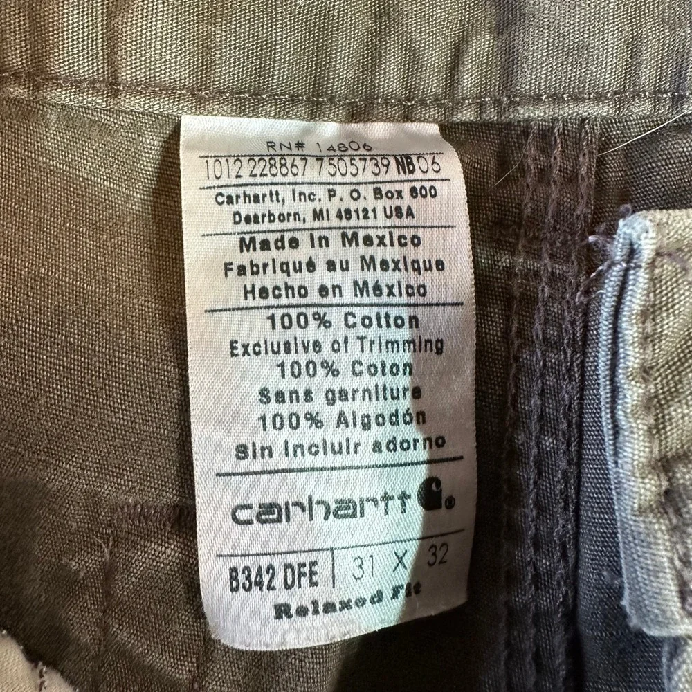 Carhartt B342 DFE Cargo Pants Ripstop Workwear Men's Size 31x32 Dark Coffee